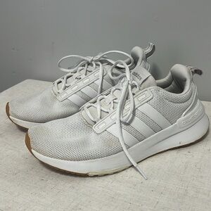 Adidas Cloud Foam Super Men's 9 White Lace-up Athletic Running Sneaker Shoe